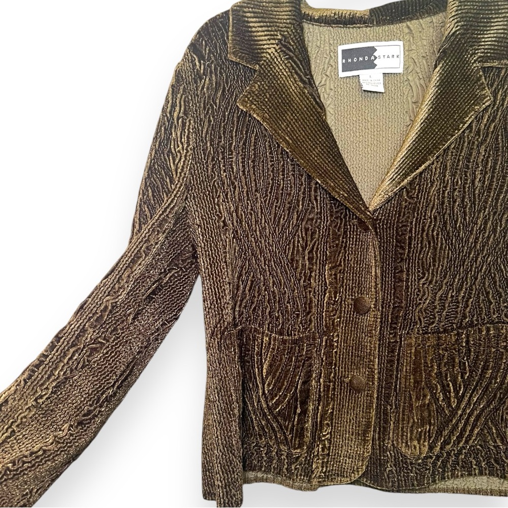 Rhonda Stark Vintage Velvet Textured Blazer L